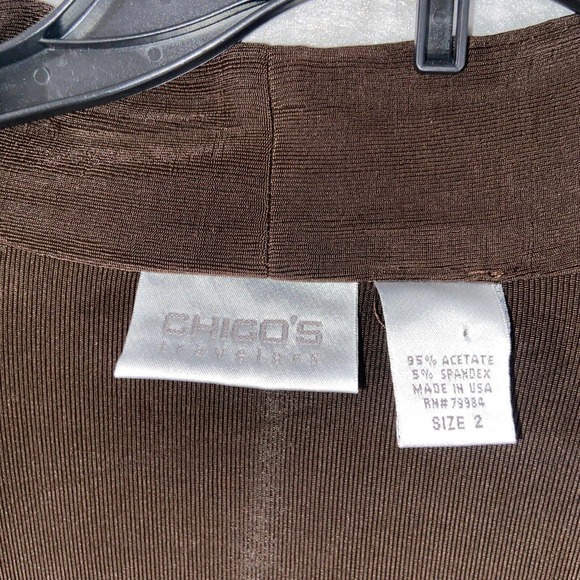 Chicos Cardigan Womens 2 Brown Rhinestones Long Sleeve Boat Neck Casual Sweater - Picture 3 of 13